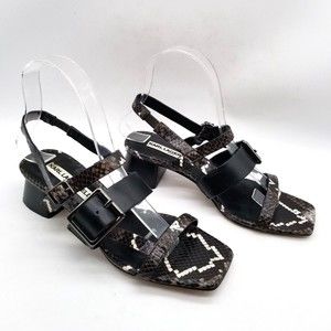 Karl Lagerfeld Womens Brown Black Snake Print Slingback Block Heel Sandal  6.5 M